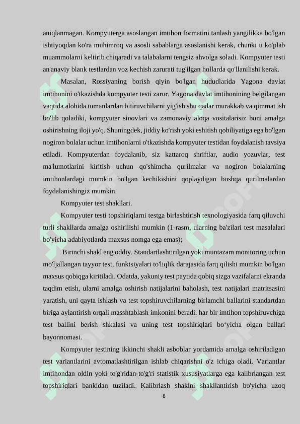 Internetdagi testlar: yangi muammolari va istiqbollari 8