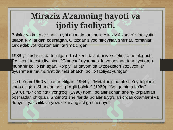 Miraziz A’zam hayoti va ijodi 4