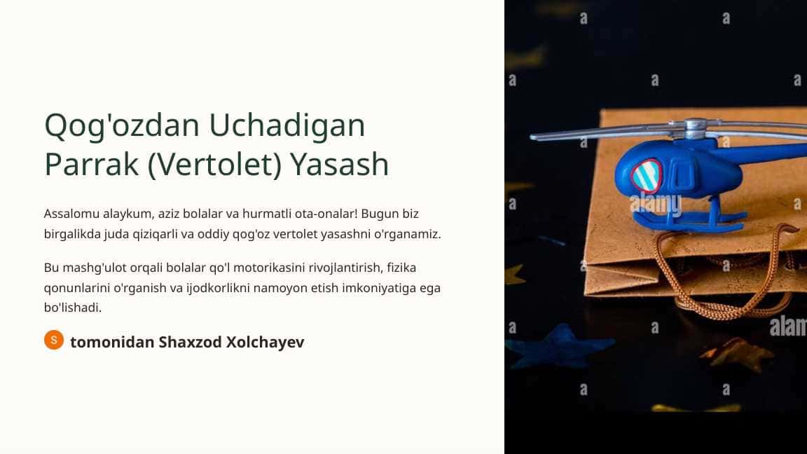 Qog'ozdan Uchadigan Parrak (Vertolet) Yasash