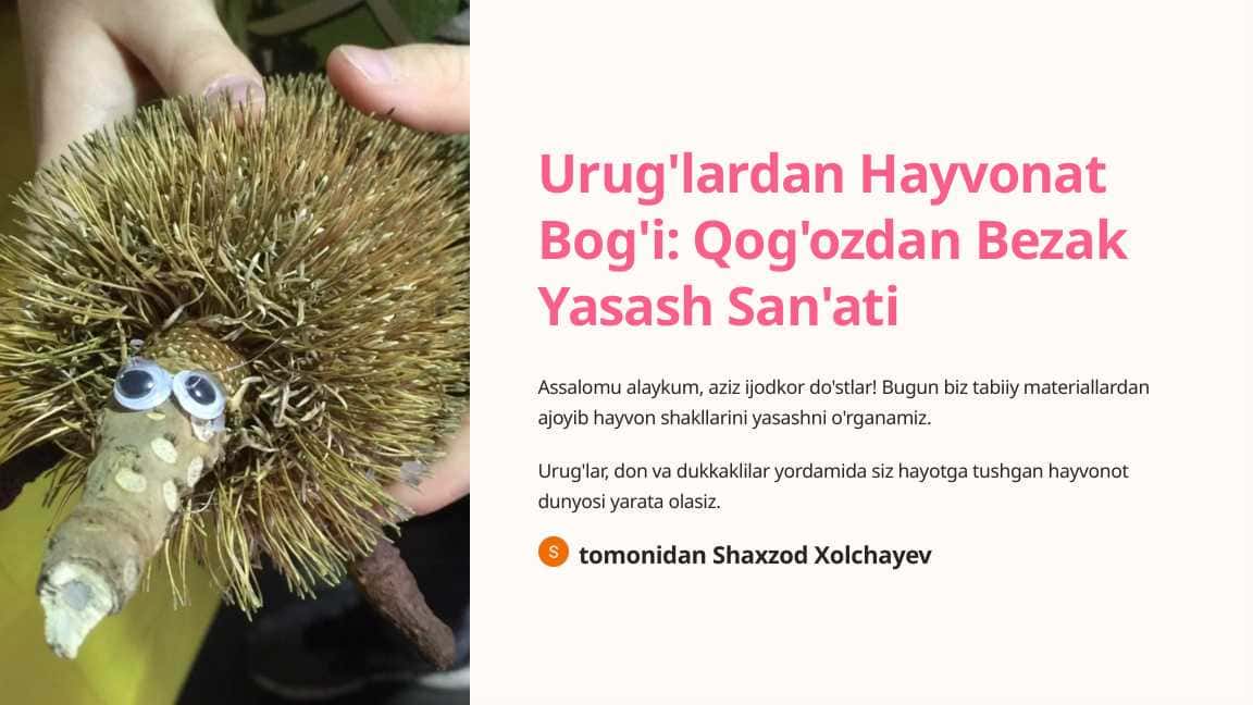 Urug'lardan Hayvonat Bog'i Qog'ozdan Bezak Yasash San'ati