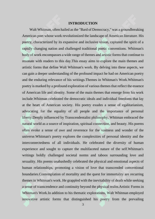 THE MAIN THEMES AND ARTISTIC FORMS OF WALT  WHITMAN'S WORK 2