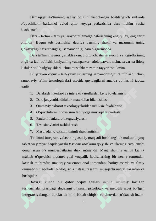 Boshlang’ich sinflarda matematikani o’rgatishda integratsiyaning ahamiyati 7