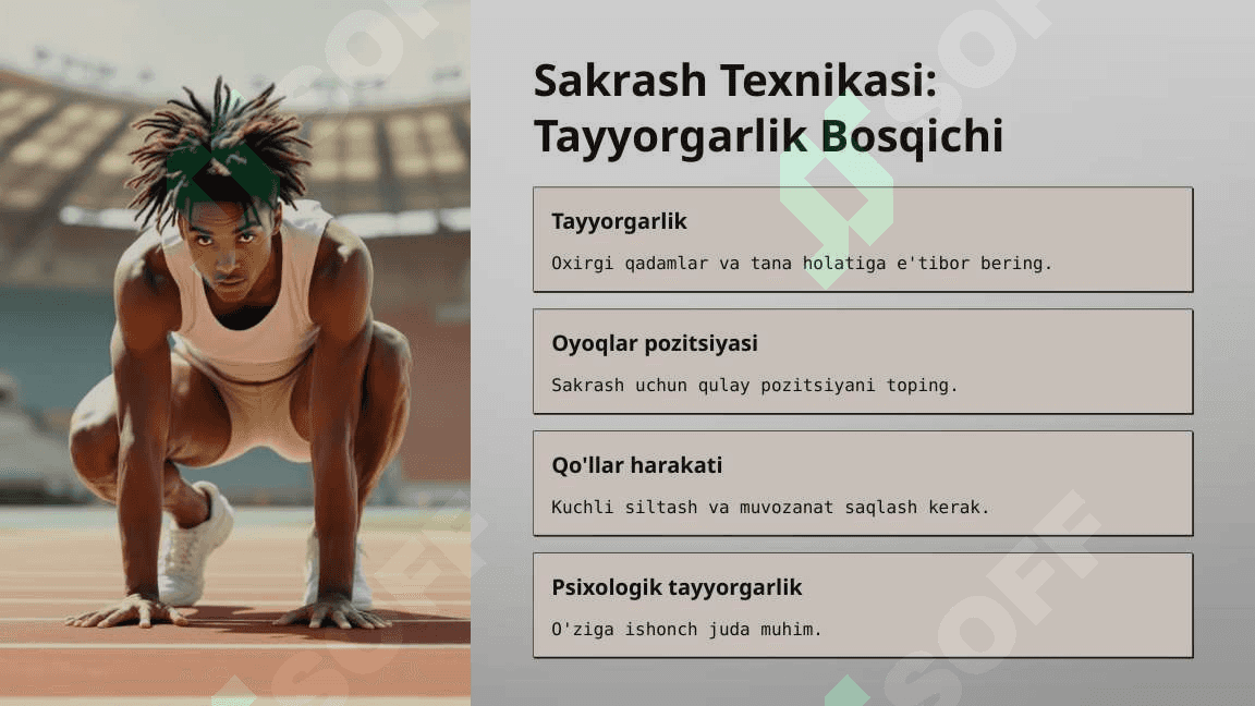 Yugurib kelib balandlikka sakrash texnikasini o`rgatish 6