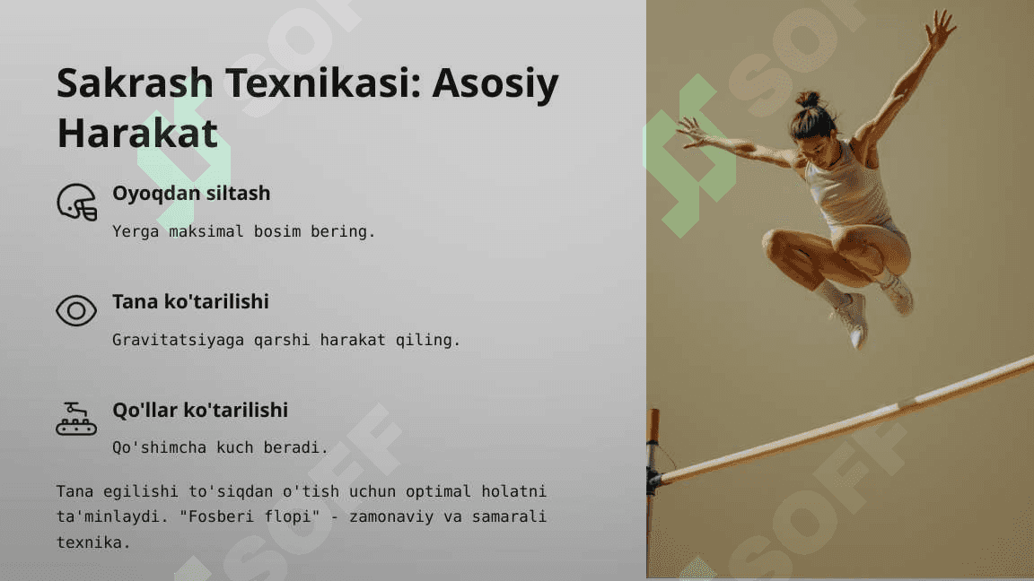Yugurib kelib balandlikka sakrash texnikasini o`rgatish 8