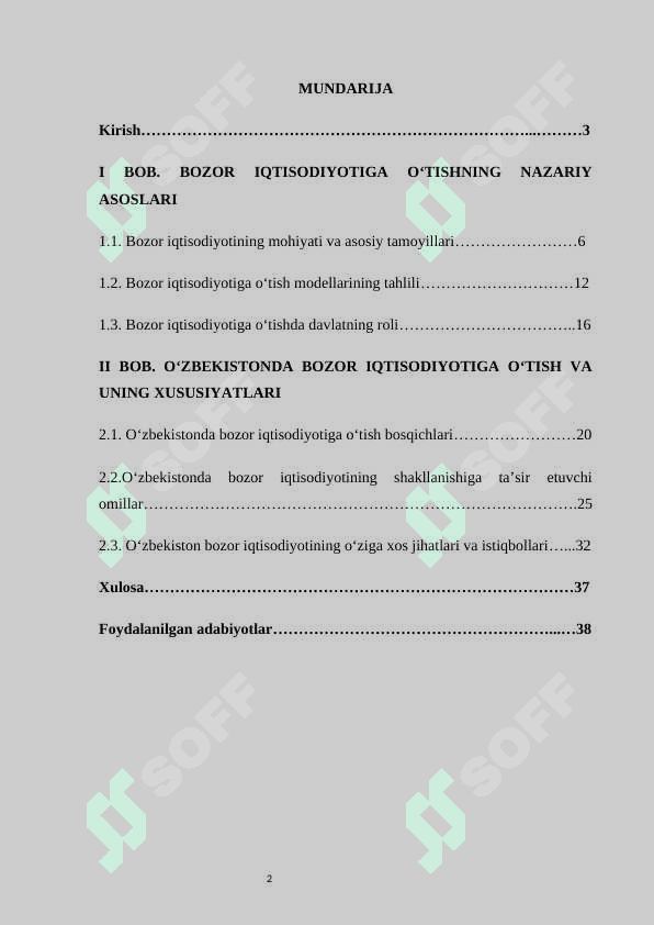 Bozor iqtisodiyotiga o‘tishning andozalari va ularning o‘ziga xos xususiyatlari 2