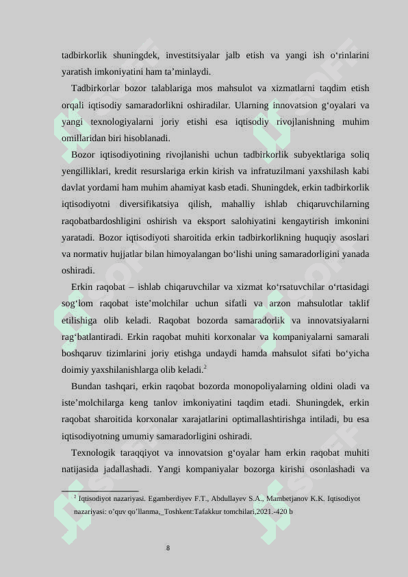Bozor iqtisodiyotiga o‘tishning andozalari va ularning o‘ziga xos xususiyatlari 8
