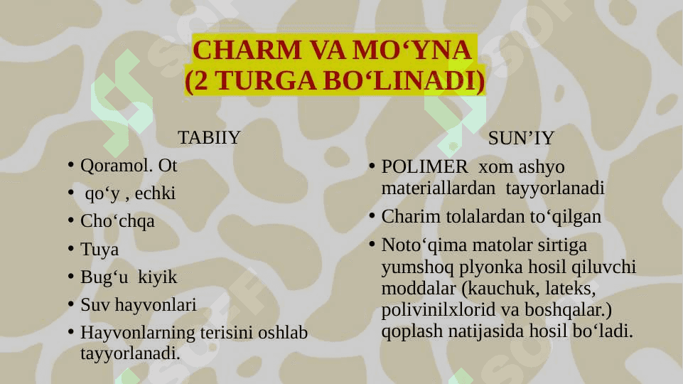 CHARM VA MO‘YNANI PARDOZLASHDA QO‘LLANILADIGAN KIMYOVIY MATERIALLAR 2