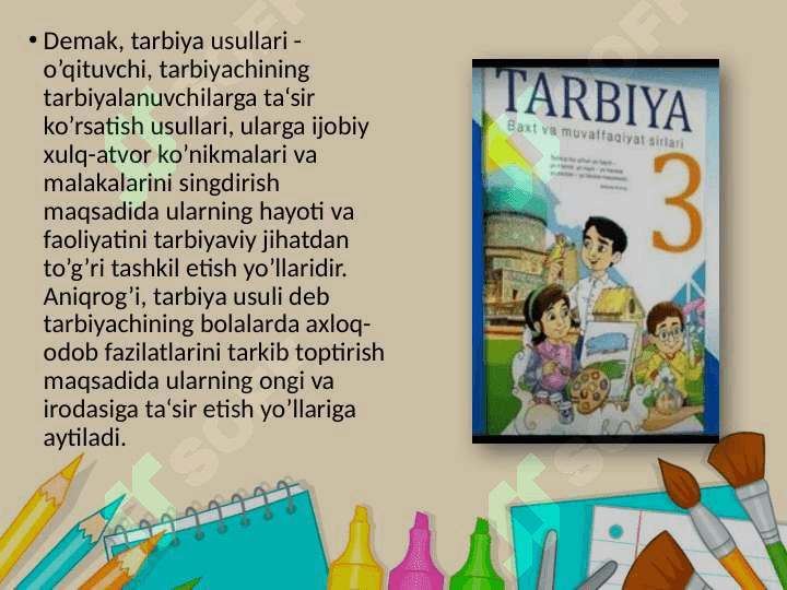3-Sinf tarbiya darsligini o'rganish 3