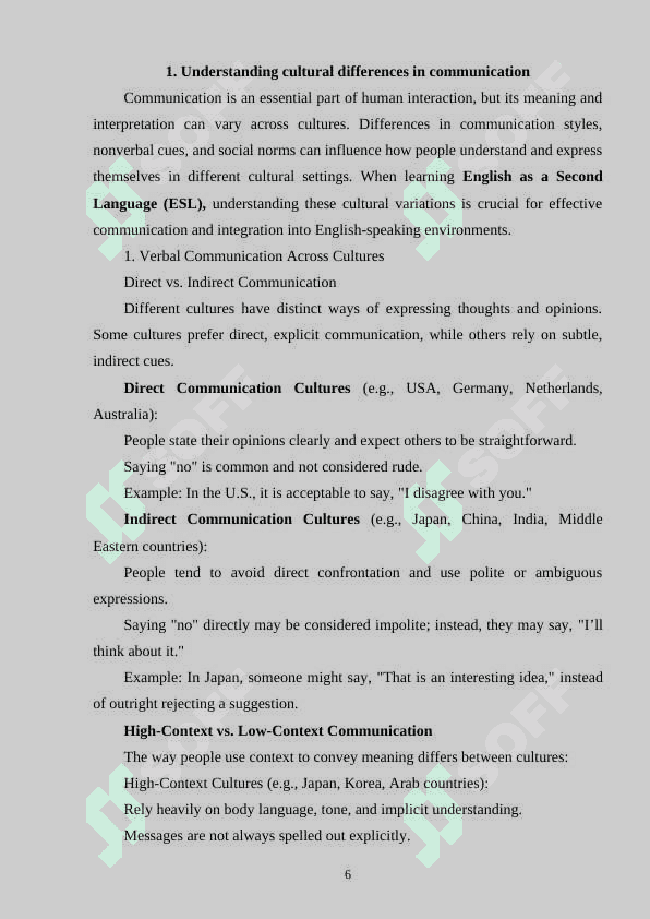 THE ROLE OF CULTURE AND COMMUNICATION IN LEARNING ESL 6