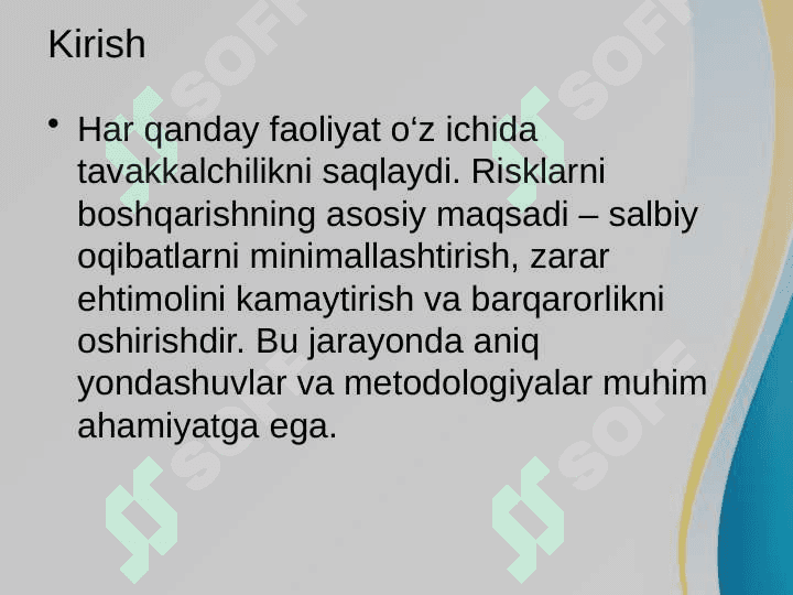 TAVAKKALCHILIKNI BOSHQARISH VA RISKNI BOSHQARISH 3