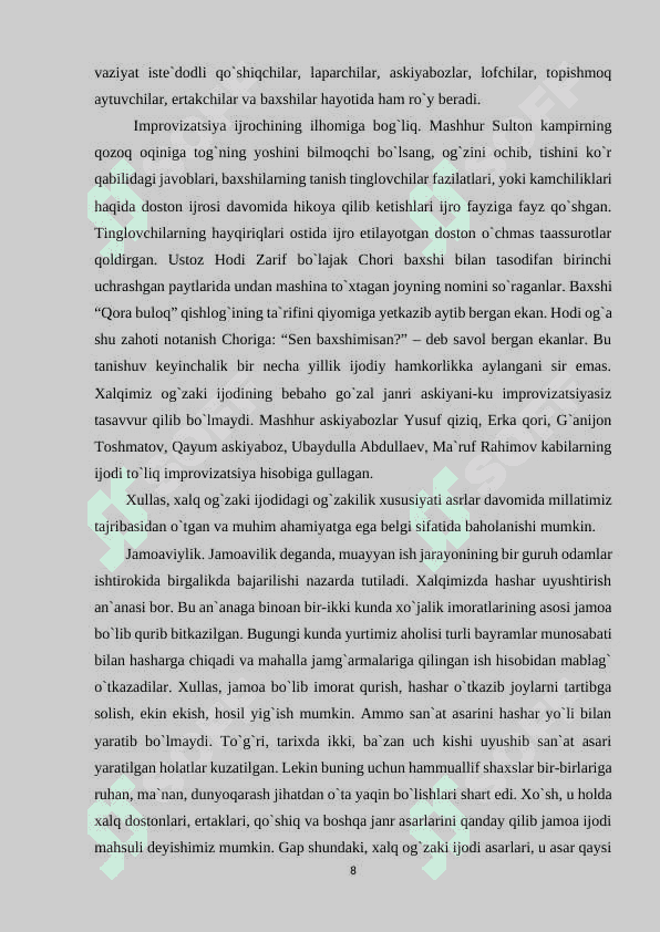 Boshlang'ich sinf o'quvchilarini tarbiyalashda xalq og'zaki ijodi namunalaridan foydalanish 8