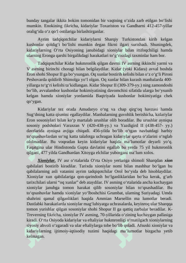 XIONIYLAR, KIDARIYLAR, EFTALIYLAR DAVLATI 2
