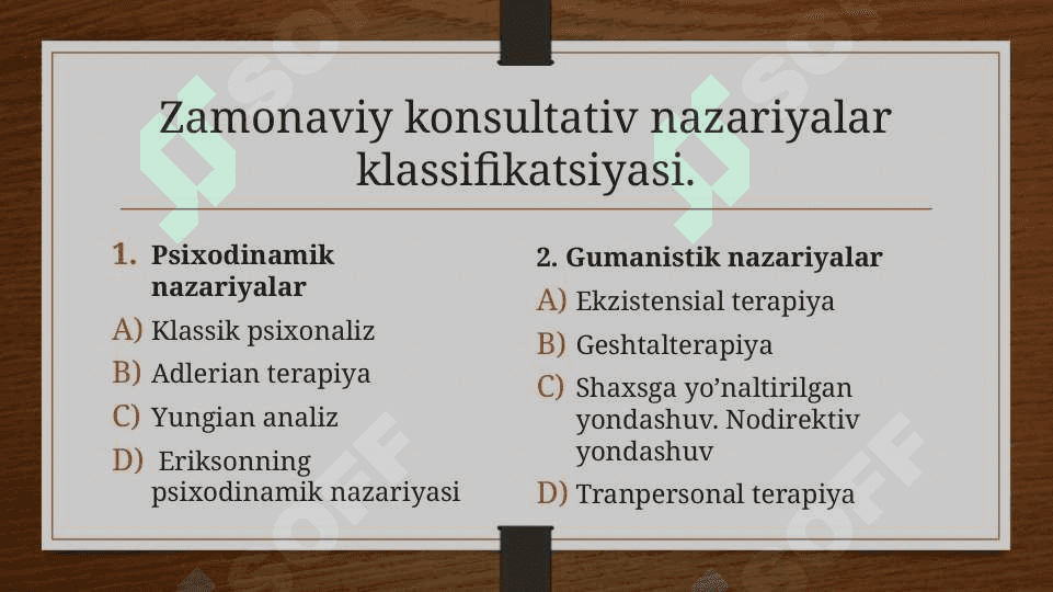 Yetakchi zamonaviy konsultativ nazariyalar va texnologiyalar 4