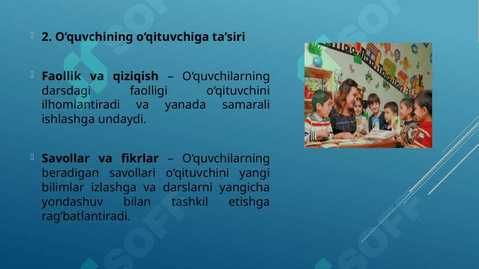 O'qituvchi va o'quvchining o'zaro ta'siri. 6