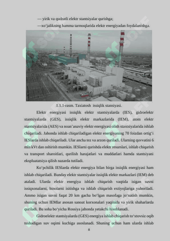O‘zbekistonda elektro-energetika  sanoatining joylashish  va  rivojlanish  istiqbollari 7