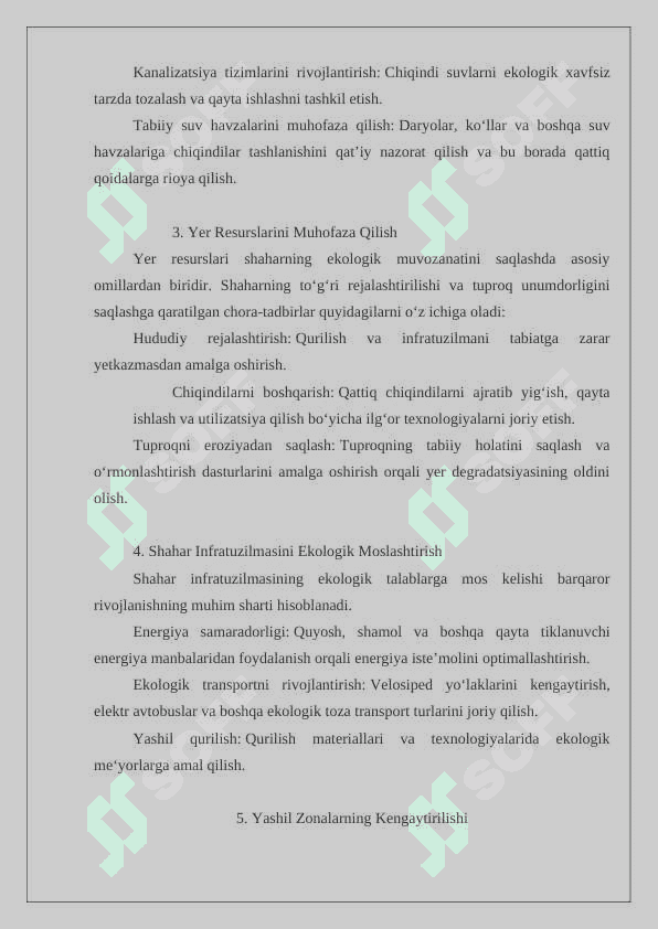 SHAHARLARGA QO‘YILADIGAN EKOLOGIK TALABLAR 3