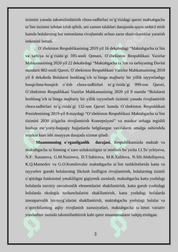 Taʼlim tizimida maktabgacha taʼlim tashkilotlarining ahamiyati tutgan oʻrni va uni istiqboli 3