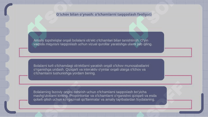 Bolalarni predmetlar o'lchami bilan tanishtirish vazifalar 4