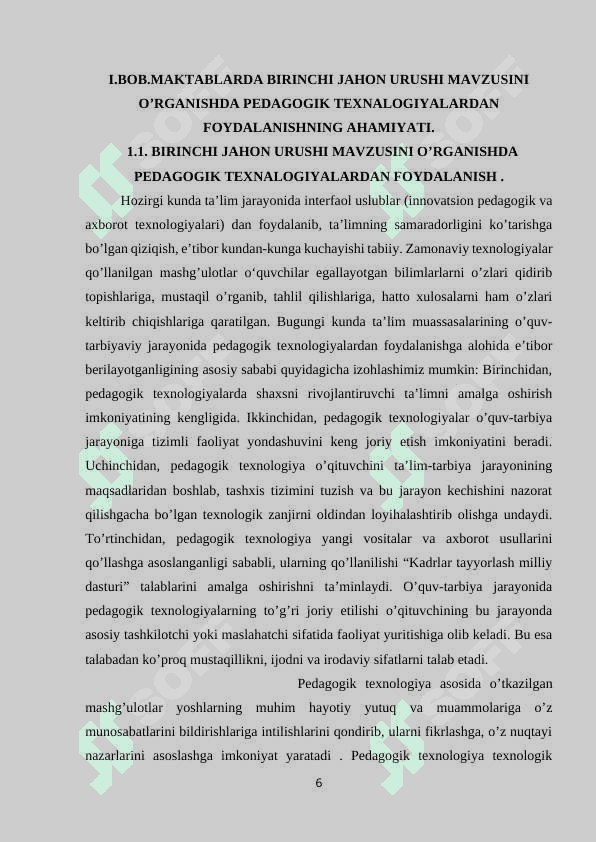 Maktablarda birinchi jahon urushi mavzusini o'rganish 6
