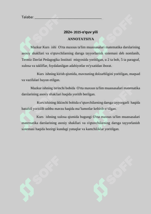Matematikani o’qitishning ahamiyati va metodik asoslari 2