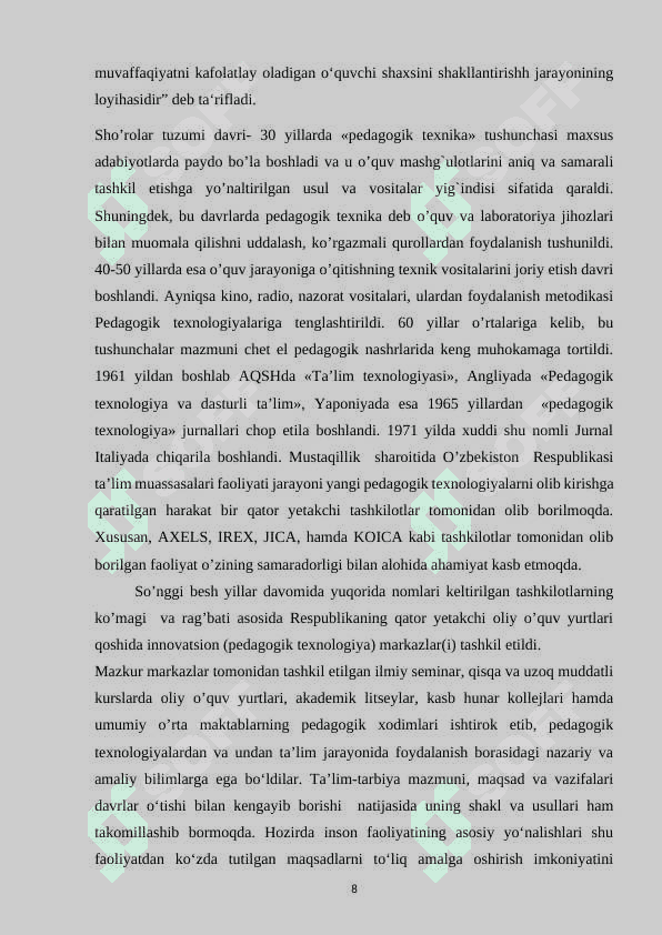 Tarix fanlarini o'qitishda pedagogik texnologiyalar 8