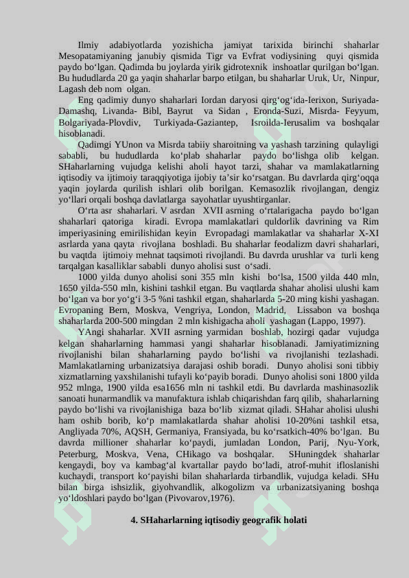 Shaxarlar rivojlanishi va urbanizatsiya 8
