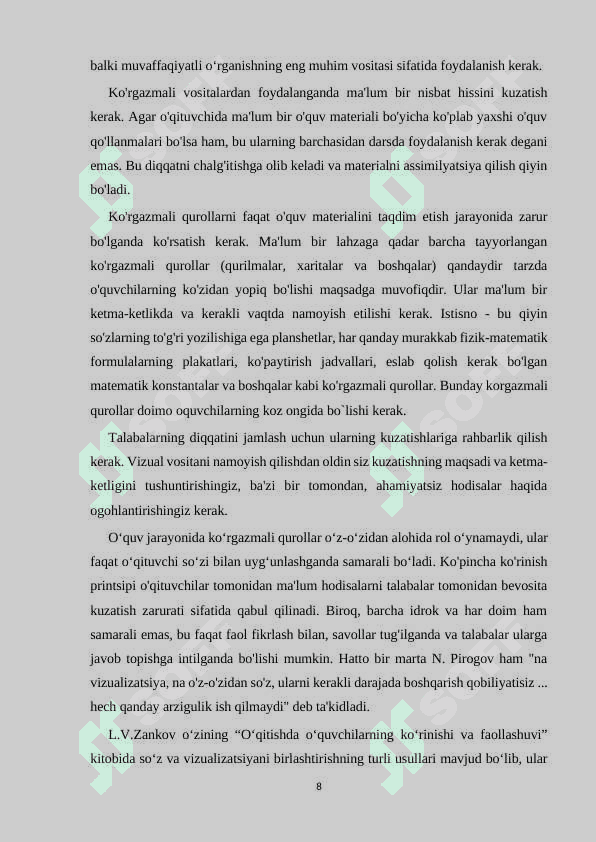 8- sinf darslarini o’qitishda muzey materiallaridan foydalanish 8