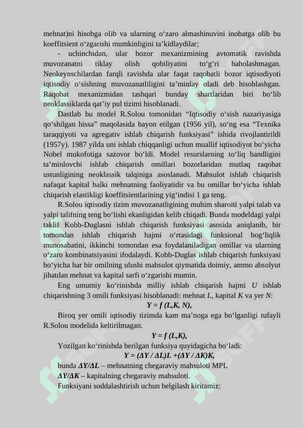 IQTISODIY O‘SISHNING NEOKLASSIK MODELLARI 2