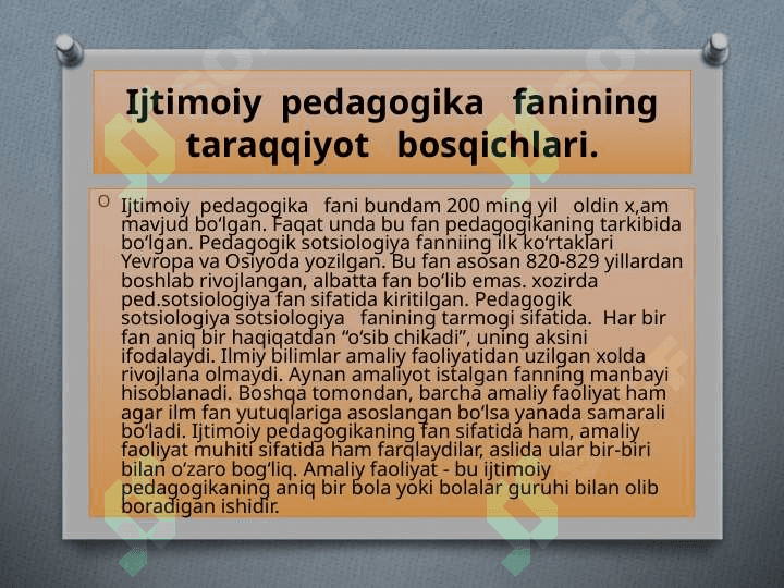 Ijtimoiy pedagogik faoliyat rivojlanishining tarixiy shart-sharoitlari 2