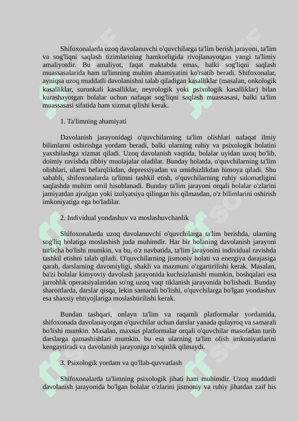 Shifoxonalarda uzoq davolanuvchi bolalarning taʼlimi 2