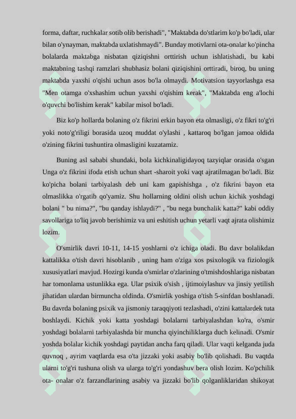 Kichik maktab yoshida bola shaxsining rivojlanish xususiyatlari. 8