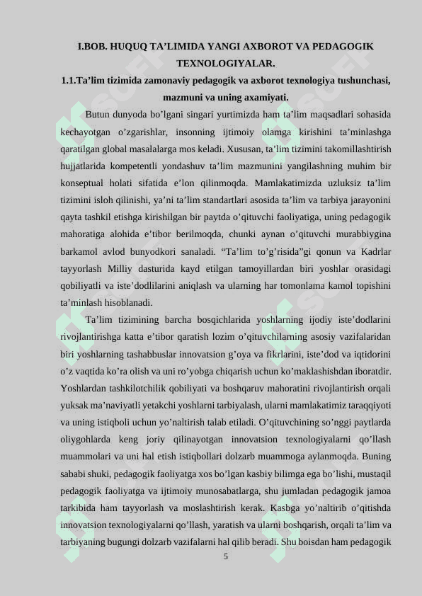 HUQUQSHUNOSLIK FANINI O'QITISHDA ZAMONAVIY AXBOROT TEXNOLOGIYALARIDAN FOYDALANISH VA UNING DARS SIFATIGA TA'SIRI. 5