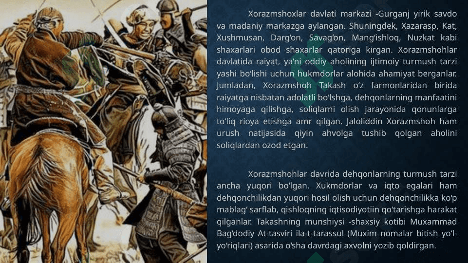 Xorazmshohlar davlatining ijtimoiy va iqtisodiy ahvoli 4