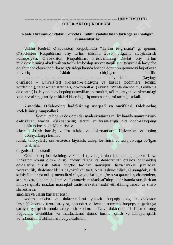 ODOB-AXLOQ KODEKSI-Universitetlar uchun 2