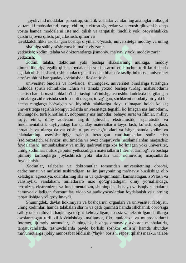 ODOB-AXLOQ KODEKSI-Universitetlar uchun 7