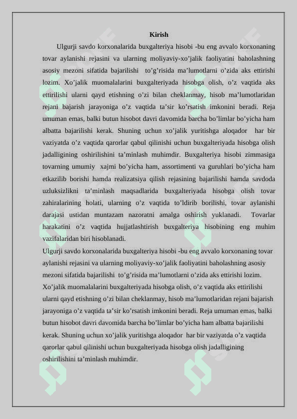 Ulgurji va chakana savdo korxonalarida  tovar operatsiyalarining hisobi 2