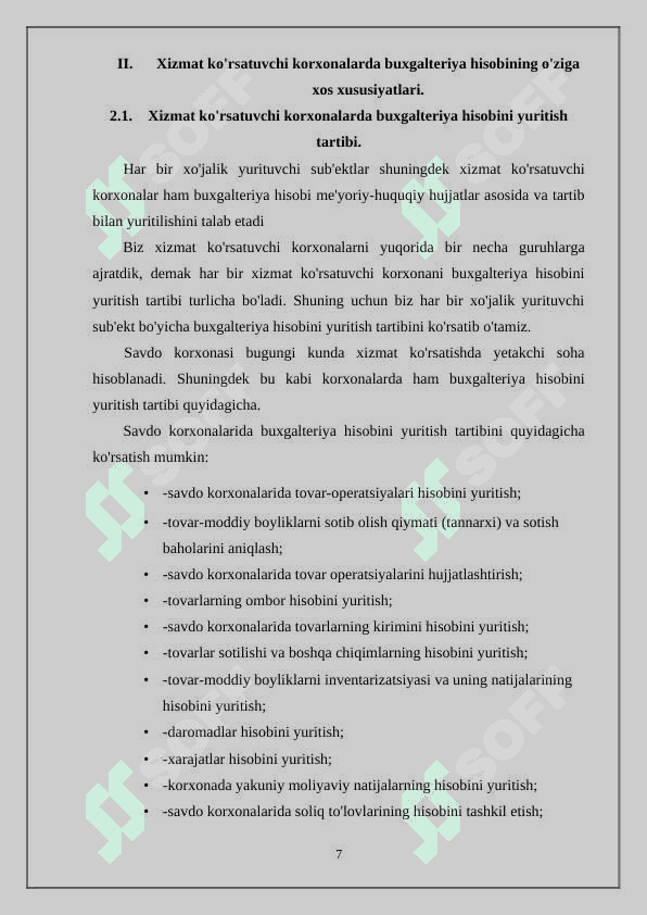 Xizmat ko'rsatuvchi korxonalarda buxgalteriya hisobini tashkil etishning nazariy asoslari 7