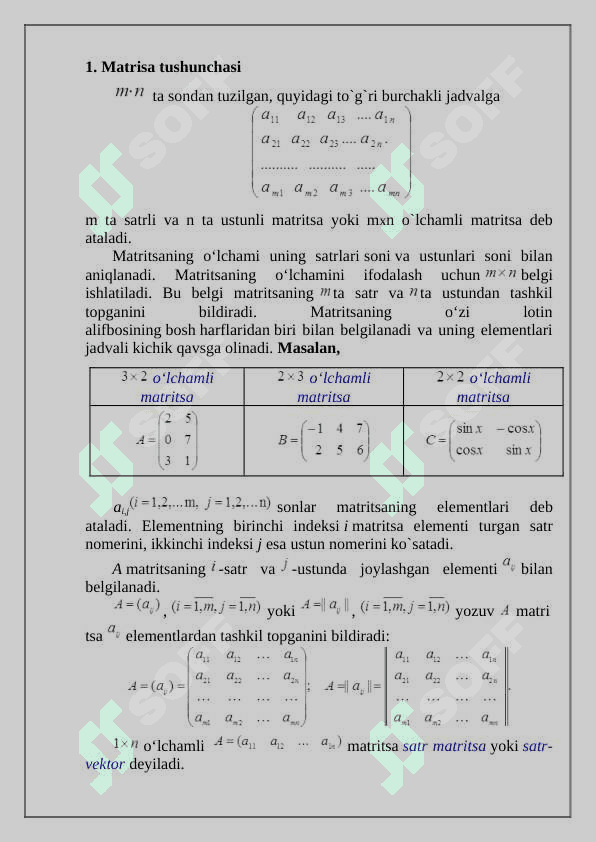 MATRISALAR MUSTAQIL ISH 2