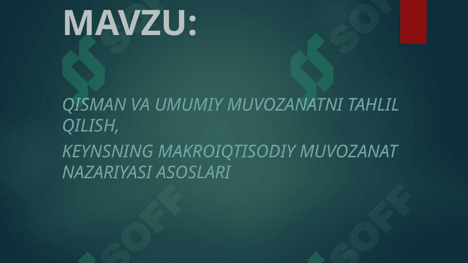 Kenysning makroiqtisodiy muvozanat nazariyasi asoslari 2