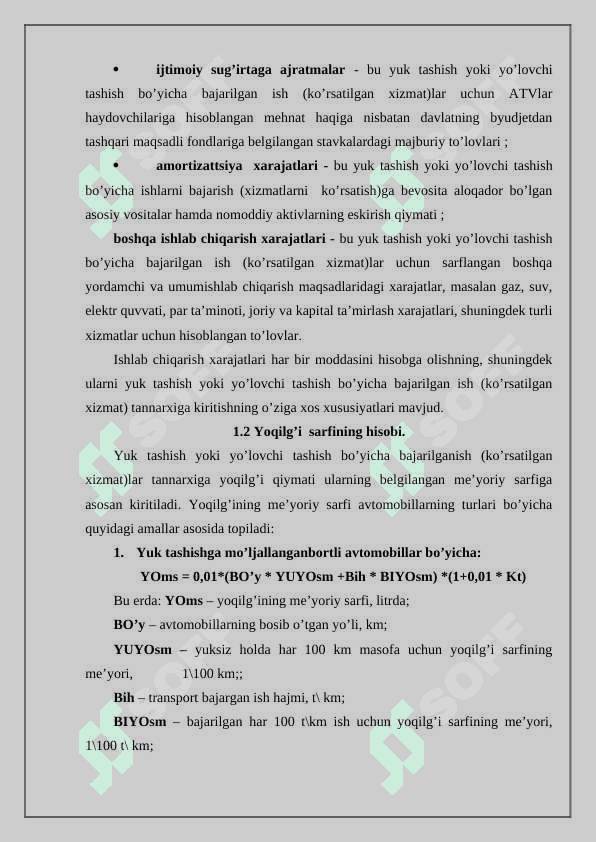 АVTОTRАNSPОRT KОRХОNАLАRIDА ISHLAB CHIQARISH XARAJATLARI HISОBI, 5