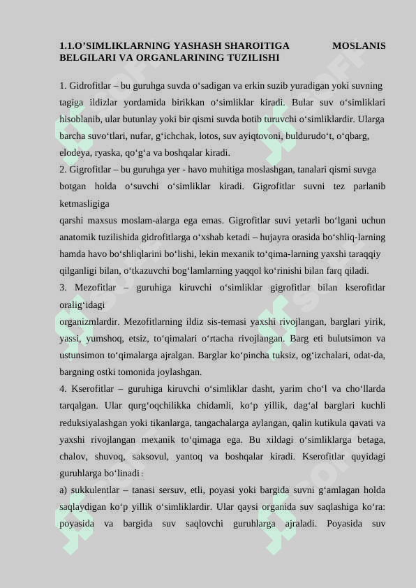O'simliklarning yashash sharoitlariga moslashishlari va ekologik guruhlari 4