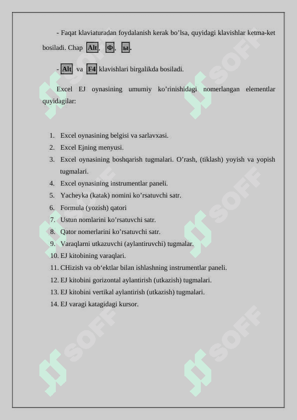MS Excel elektron jadvali va uning imkoniyat 4