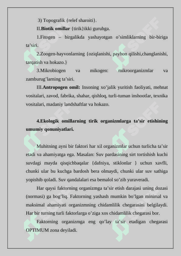 Muhit. Muhit va ekologik omillar 4