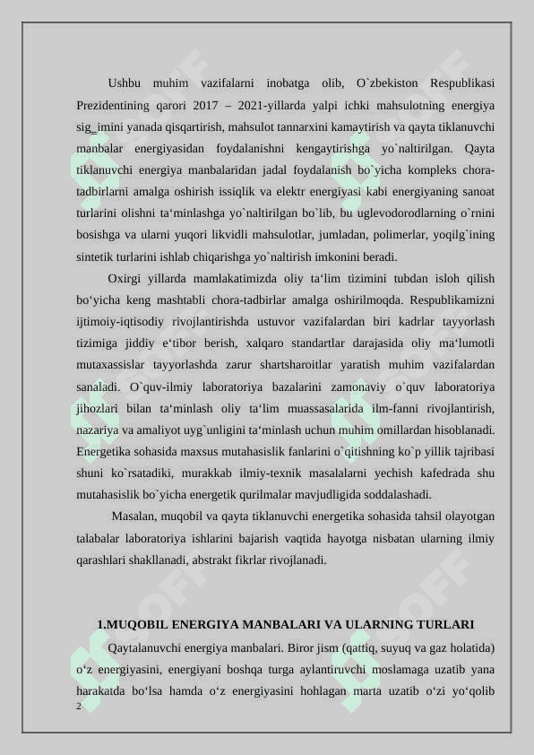 Muqobil energiya manbalari 2