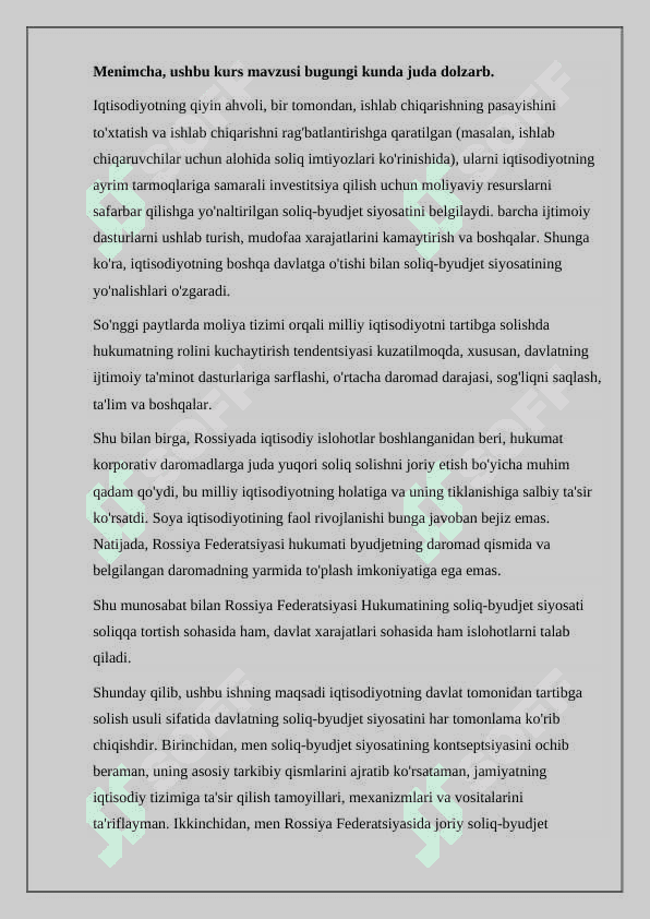 Byudjet-soliq siyosati. 2