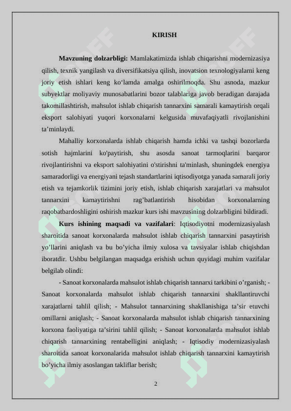 FIRMA BOZOR IQTISODIYOTINING ASOSIY SUBYEKTI SIFATIDA. FIRMA FAOLIYATINING KO‘RSATKICHLARI” 2