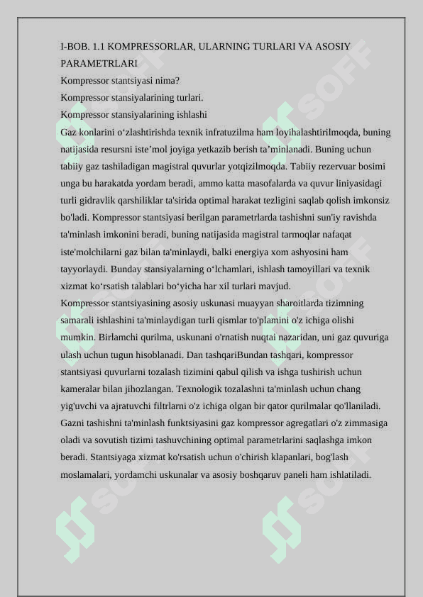 Gazni kompleks tayyorlash qurilmalarida siquv kompressor stansiyalarining joylashishi 4