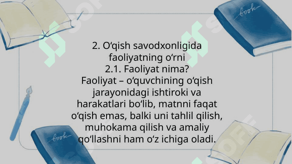 O'qish savodxonligida rag'bat, faoliyat va ichki imkoniyatlarning afzalliklari 4