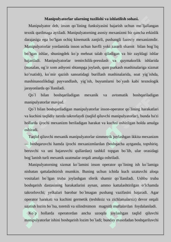 Mexatron modullar va robotlarning ijrochi qurilmalari 2