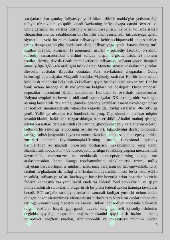 Iqtisodiyotni tartibga solishda monetaristik nazariya va siyosat 5